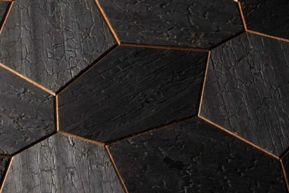 Väggpanel Hexagon Thermo Abachi Yakisugi