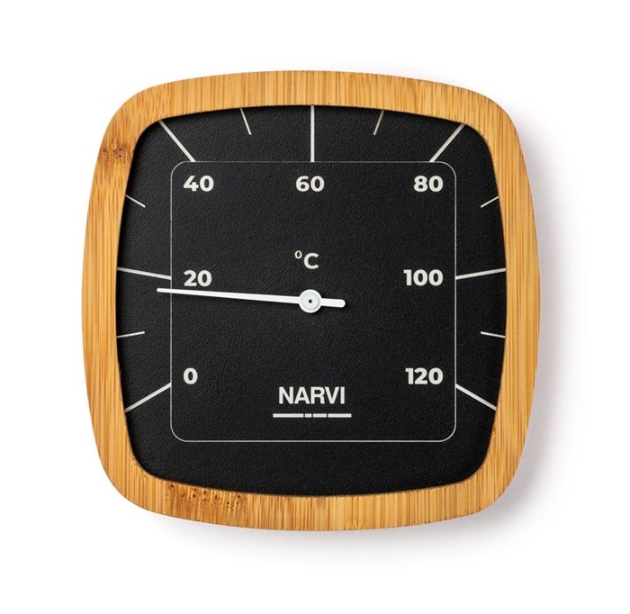 Narvi bastutermometer i Aluminium/bambu