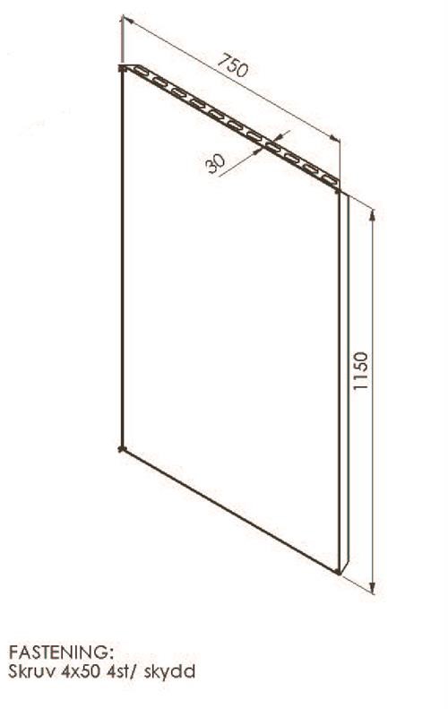 Väggskyddsplåt Kota 750x1150. Svart